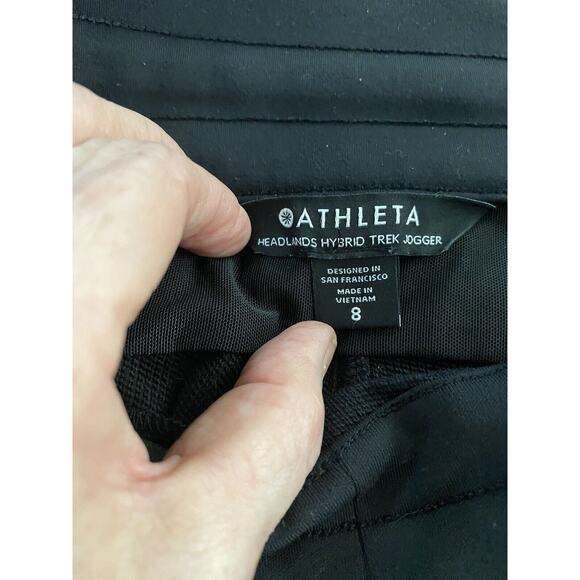 Athleta Black Sz 8 Headlands Hybrid Trekk Jogger Vertical Pockets Flaw No Tie - Picture 6 of 10
